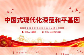 2023中國式現代化深蘊和平基因PPT黨政風學習宣傳貫徹黨的二十大精神專題黨課黨建課件