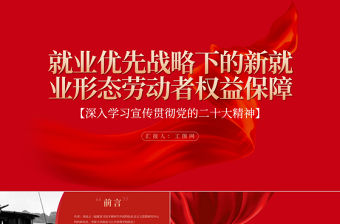 2023就業優先戰略下的新就業形態勞動者權益保障PPT大氣精美風深入學習宣傳貫徹黨的二十大精神專題黨課課件