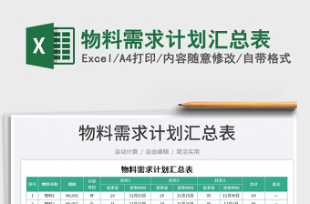 物料需求計劃匯總表免費(fèi)下載