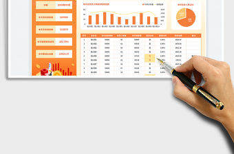 橙色漸變風人員統計銷售業績提成報表（月度）免費下載