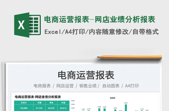 電商運營報表-網(wǎng)店業(yè)績分析報表免費下載