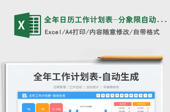 全年日歷工作計劃表-分象限自動生成免費下載