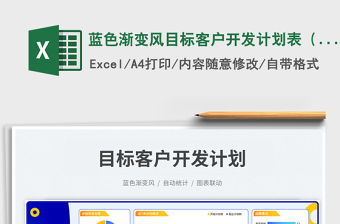 藍色漸變風目標客戶開發計劃表（按重要性）免費下載