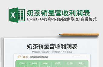 2023奶茶銷量營收利潤表免費(fèi)下載
