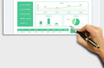 綠色極簡風業績提成銷售數據報表（月度）免費下載