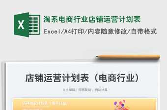 淘系电商行业店铺运营计划表免费下载