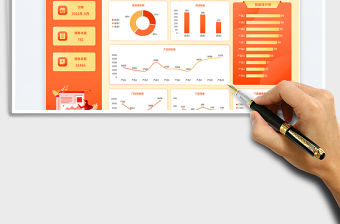 漸變商務風月度動態銷售數據可視化報表免費下載