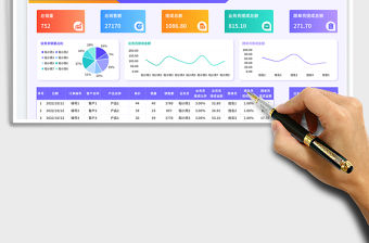 藍色商務風匯總統計銷售業績提成報表免費下載