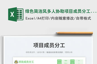 綠色簡潔風多人協助項目成員分工表免費下載