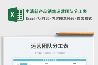 2023小清新產(chǎn)品銷售運營團隊分工表免費下載