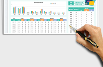 簡約多班級自動統(tǒng)計初中課程表免費下載