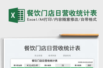 2023餐飲門店日營收統計表免費下載