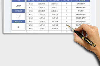 工廠年度停產(chǎn)天數(shù)統(tǒng)計表免費(fèi)下載