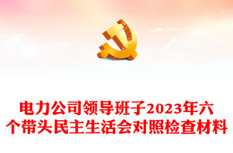 電力公司領(lǐng)導(dǎo)班子2023年六個(gè)帶頭民主生活會(huì)對(duì)照檢查材料