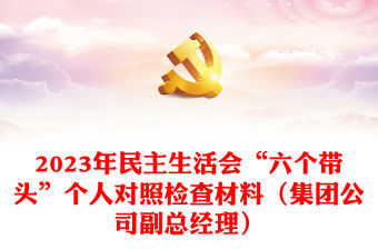 2023年民主生活會“六個帶頭”個人對照檢查材料（集團公司副總經理）