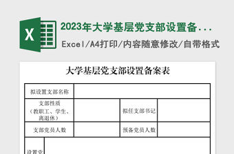 2023年大學基層黨支部設(shè)置備案表