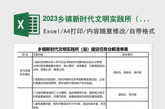 2023鄉(xiāng)鎮(zhèn)新時(shí)代文明實(shí)踐所（站）建設(shè)任務(wù)分解清單表