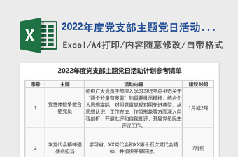 2022年度党支部主题党日活动计划参考清单