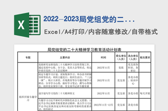 2022-2023局黨組黨的二十大精神學(xué)習(xí)教育活動(dòng)計(jì)劃表