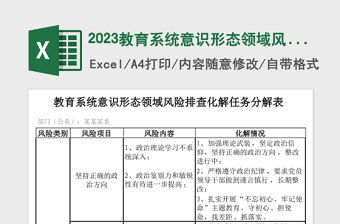 2023教育系統(tǒng)意識形態(tài)領(lǐng)域風險排查化解任務分解表