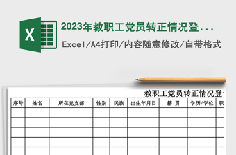 2023年教职工党员转正情况登记表