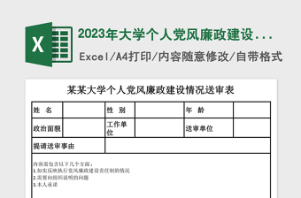 2023年大学个人党风廉政建设情况送审表