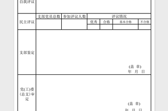 2023民主评议党员登记表