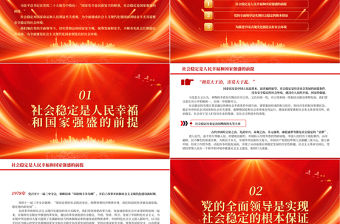 2023社會穩定是國家強盛的前提PPT大氣精美風深入學習黨的二十大精神專題黨課課件模板