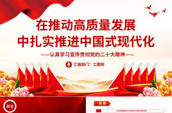 2023在推動高質量發展中扎實推進中國式現代化PPT精美黨建風認真學習宣傳貫徹黨的二十大精神專題黨課課件