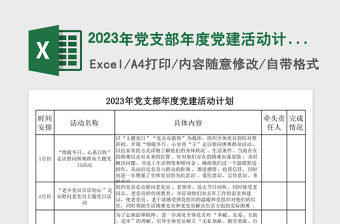 2023年黨支部年度黨建活動計劃表格模板