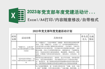 2023年度党建活动计划申报表