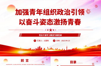 2023加強青年組織政治引領以奮斗姿態(tài)激揚青春PPT大氣精美風黨員干部學習教育專題黨課課件