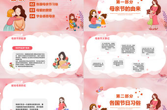 2023以愛為名致敬母親PPT清新風感恩母親節主題班會課件模板下載