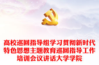 高校巡回指導組學習貫徹新時代特色思想主題教育巡回指導工作培訓會議講話大學學院