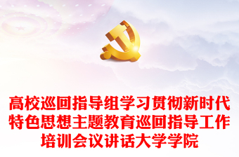高校巡回指導組學習貫徹新時代特色思想主題教育巡回指導工作培訓會議講話大學學院