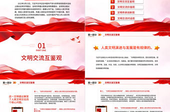 2023人類文明交往與全球文明倡議PPT大氣精美風黨員干部學習教育專題黨課課件