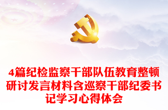 4篇紀檢監(jiān)察干部隊伍教育整頓研討發(fā)言材料含巡察干部紀委書記學習心得體會