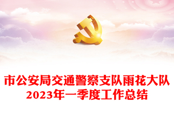 市公安局交通警察支队雨花大队2023年一季度工作总结