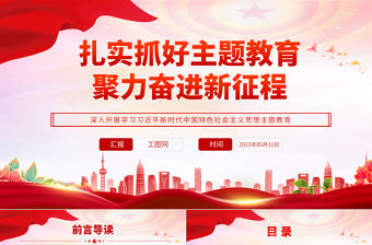 2023扎實抓好主題教育聚力奮進新征程PPT大氣黨建風深入開展學習習近平新時代中國特色社會主義思想主題教育專題黨課課件