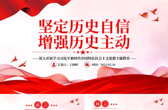2023堅定歷史自信增強歷史主動PPT大氣黨建風深入開展學習習近平新時代中國特色社會主義思想主題教育專題黨課課件