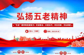 2023弘揚五老精神PPT紅色簡約風深入學習五老精神的內涵實質和時代特征專題黨課課件模板下載