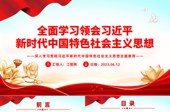 2023全面学习领会习近平新时代中国特色社会主义思想PPT大气党建风深入学习贯彻习近平新时代中国特色社会主义思想主题教育专题党课课件