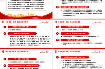 2023民族團結進步宣傳月應知應會知識PPT紅色時尚中華民族一家親同心共筑中國夢知識匯總課件