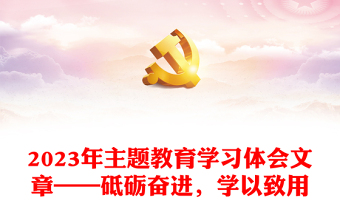 2023年主題教育學(xué)習(xí)體會(huì)文章——砥礪奮進(jìn)，學(xué)以致用