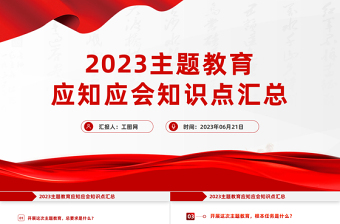 2023年主題教育應知應會知識點匯總PPT精美大氣扎實開展主題教育黨員學習課件
