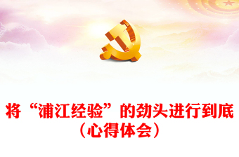 將“浦江經(jīng)驗”的勁頭進行到底（心得體會）