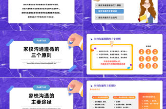 2023家校溝通教師培訓PPT橙色卡通風家校溝通攜手共成長教師培訓課件模板下載