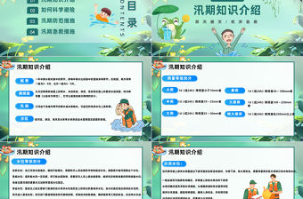 2023防洪防汛安全教育PPT卡通風防洪防汛安全教育課件模板下載