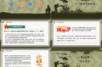 2023中國夢強軍夢PPT簡約風慶祝中國人民解放軍建軍96周年專題黨課課件模板下載