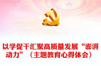 以學促干匯聚高質量發展“澎湃動力”（主題教育心得體會）